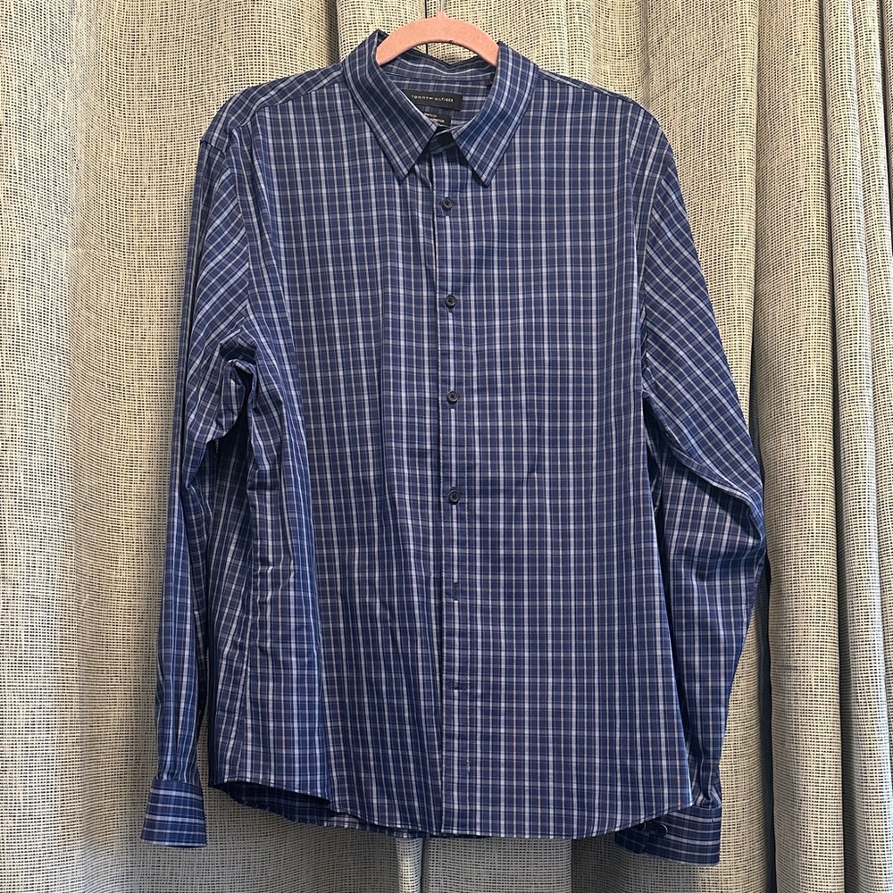 Tommy Hilfiger Navy Plaid Button Down Shirt